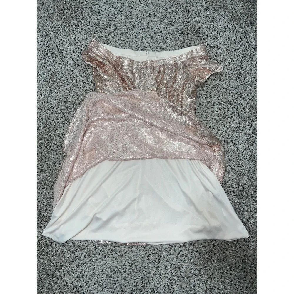 Grace Karin Girls Rose Gold Sequin Off Shoulder Party Dress XL‎ Champagne Pink